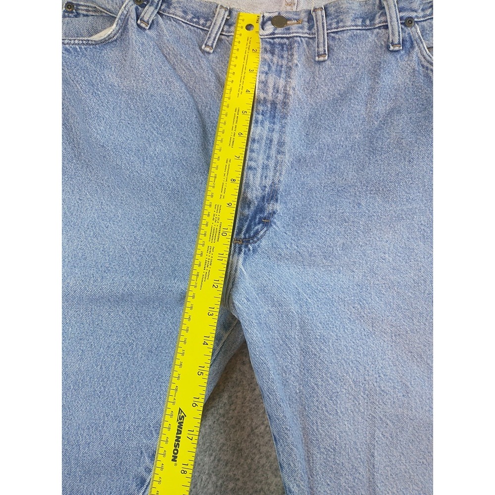 Wrangler Denim Blue Jeans Men's Size 42x31 Straight Leg Light Wash 96501DS Chore - Picture 9 of 16